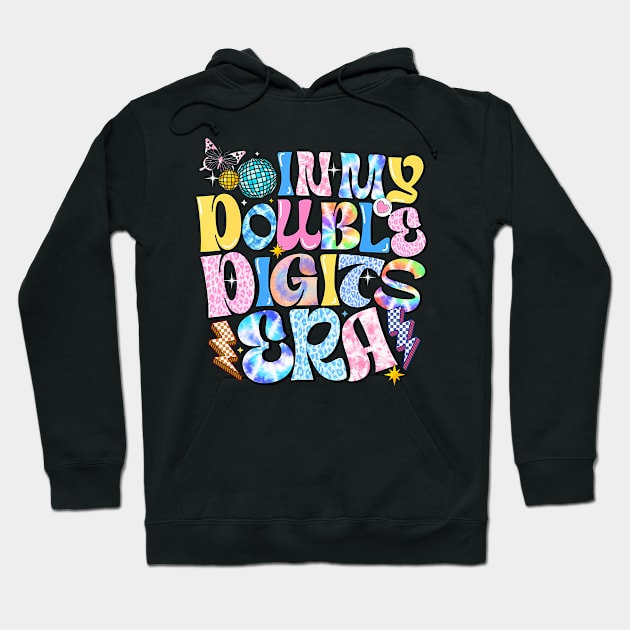 In My Double Digits Era Retro 10 Year Old 10th Birthday Girl Hoodie by Cortes1